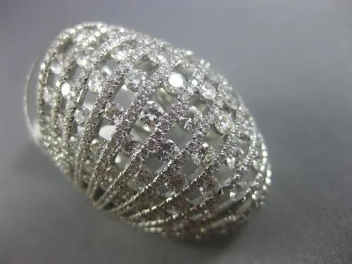 ESTATE MASSIVE 6.82CT DIAMOND 18KT WHITE GOLD ETOILE MULTI ROW COCKTAIL RING E/F