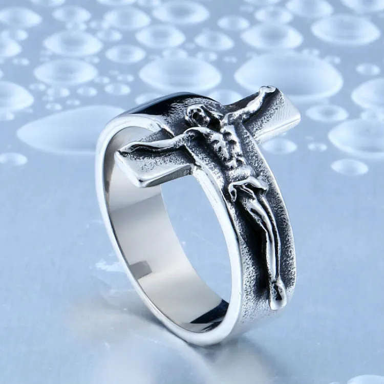 Fashion Cross Jesus Silver Gold RIngs