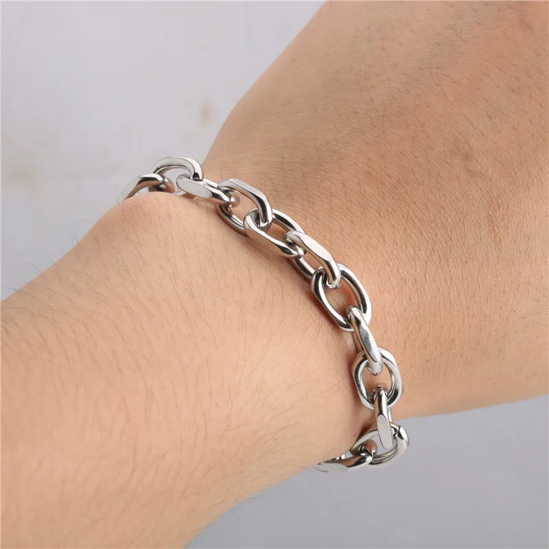 Flat Angle One Word Clasp Bracelet Chain Titanium Steel Stainless Steel