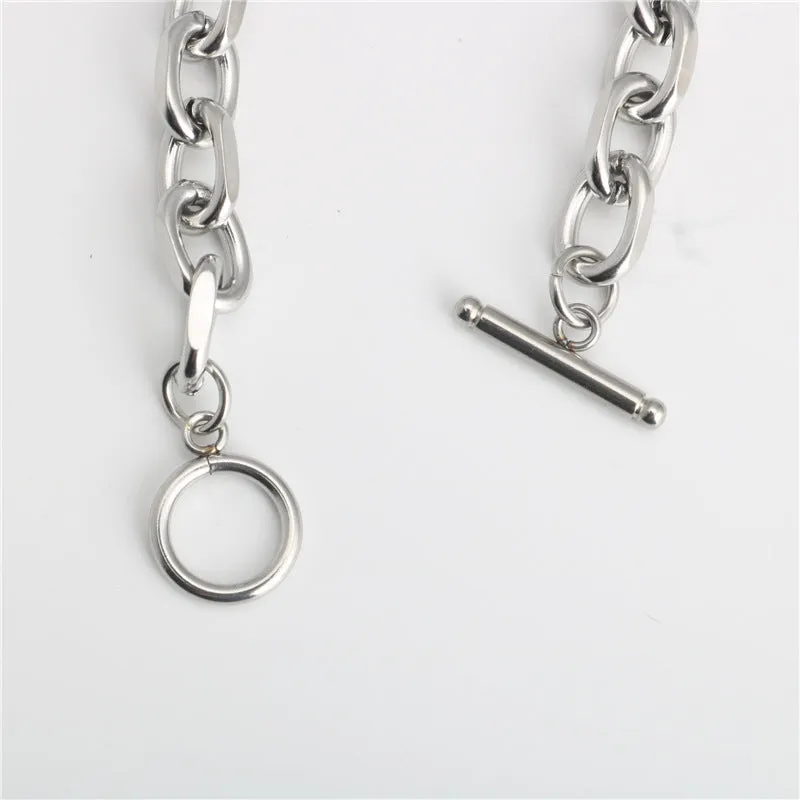 Flat Angle One Word Clasp Bracelet Chain Titanium Steel Stainless Steel