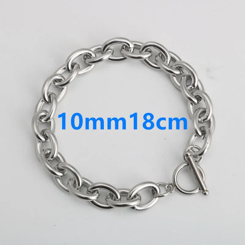 Flat Angle One Word Clasp Bracelet Chain Titanium Steel Stainless Steel