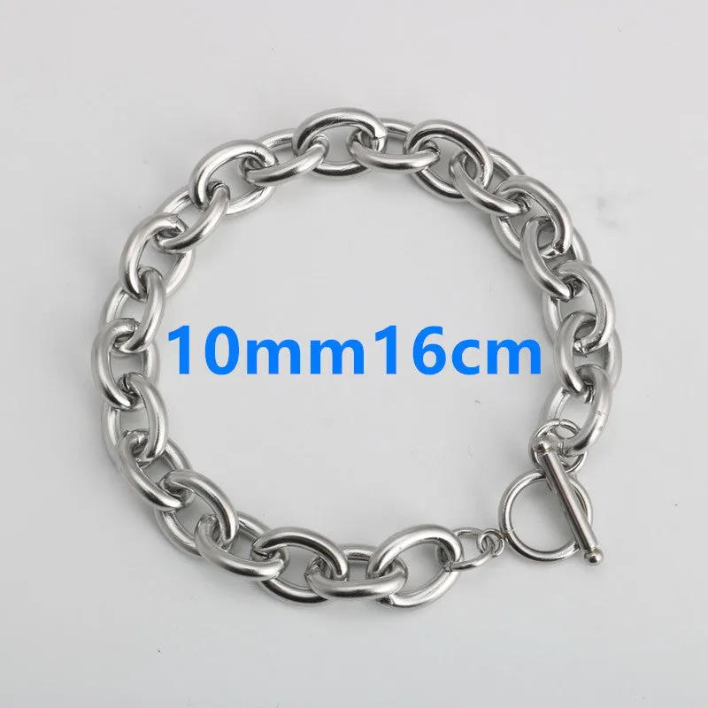 Flat Angle One Word Clasp Bracelet Chain Titanium Steel Stainless Steel