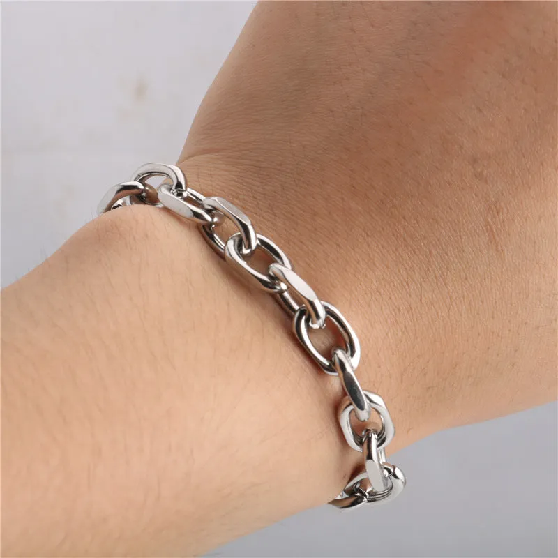 Flat Angle One Word Clasp Bracelet Chain Titanium Steel Stainless Steel