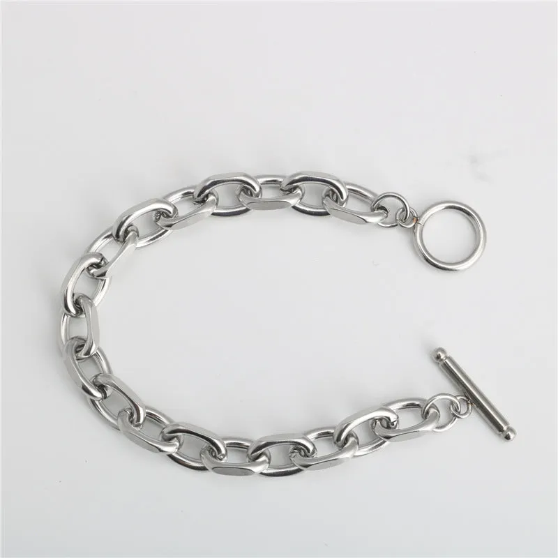 Flat Angle One Word Clasp Bracelet Chain Titanium Steel Stainless Steel