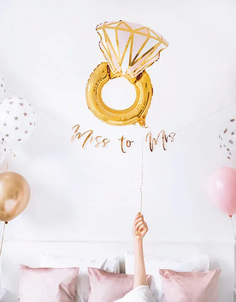 Foil Diamond Ring Balloon - Gold