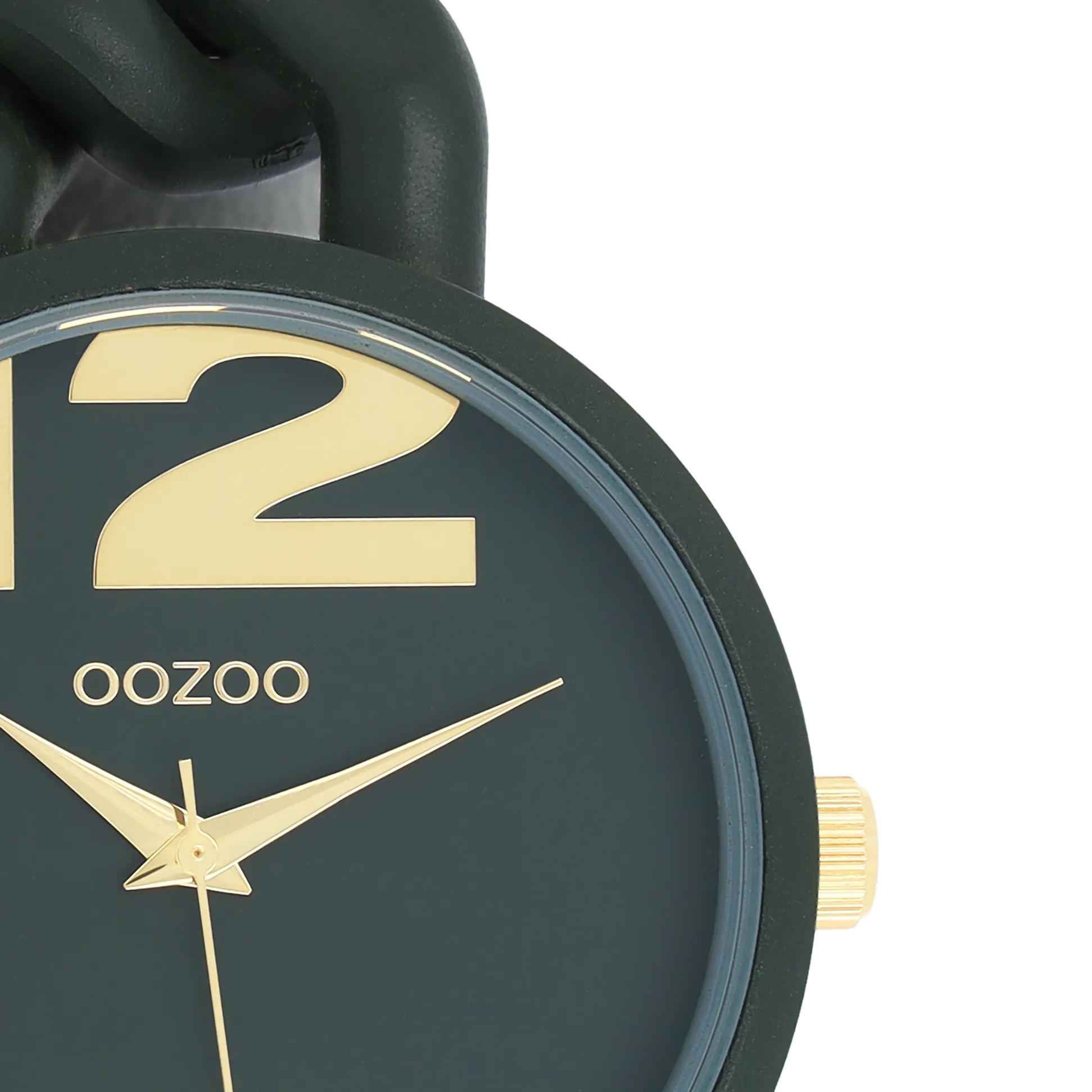 Forest green OOZOO watch with forest green chunky chain bracelet - C11269