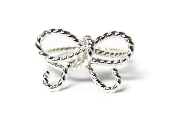 Forget Me Knot ring • Sterling silver bow