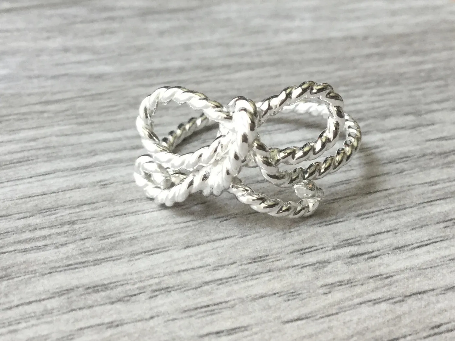 Forget Me Knot ring • Sterling silver bow