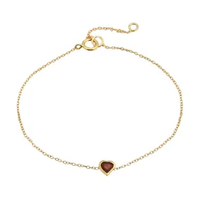 Garnet Heart Bracelet