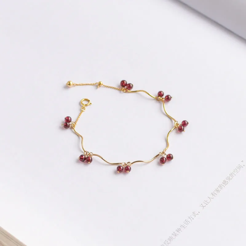 Garnet, Tourmaline, and Moonstone Crystal Bracelet