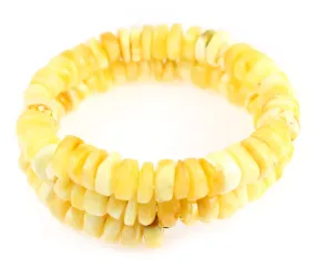 Genuine Baltic Amber Elastic Bracelet Unisex - Polished Disks Beads 6-8 mm - BT0050