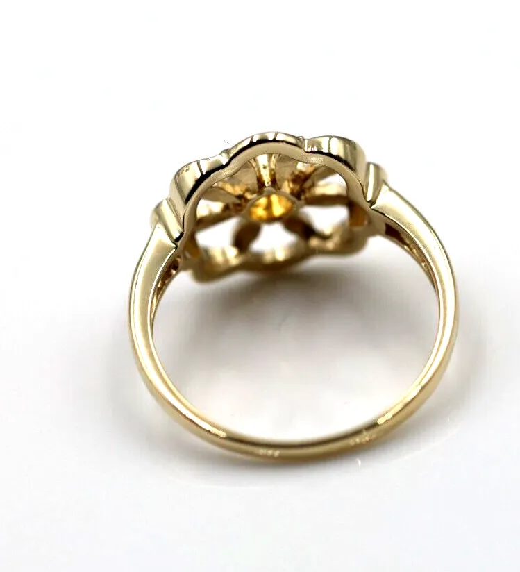 Genuine Size R 9ct Yellow, Rose or White Gold Orange Citrine Flower Ring