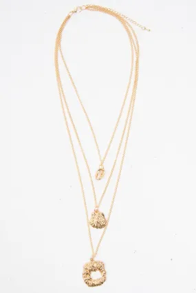 Gold Abstract Shell Detail Pendant Necklace - Sharna