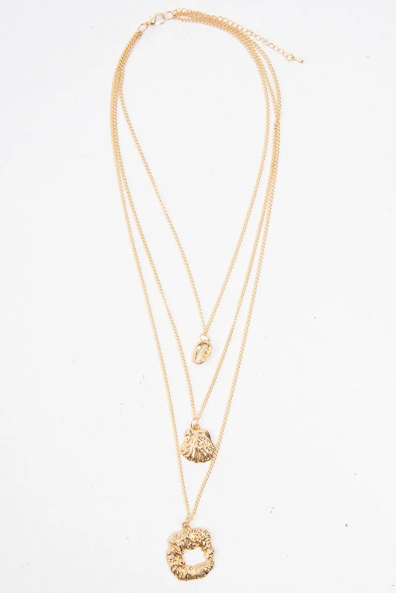 Gold Abstract Shell Detail Pendant Necklace - Sharna
