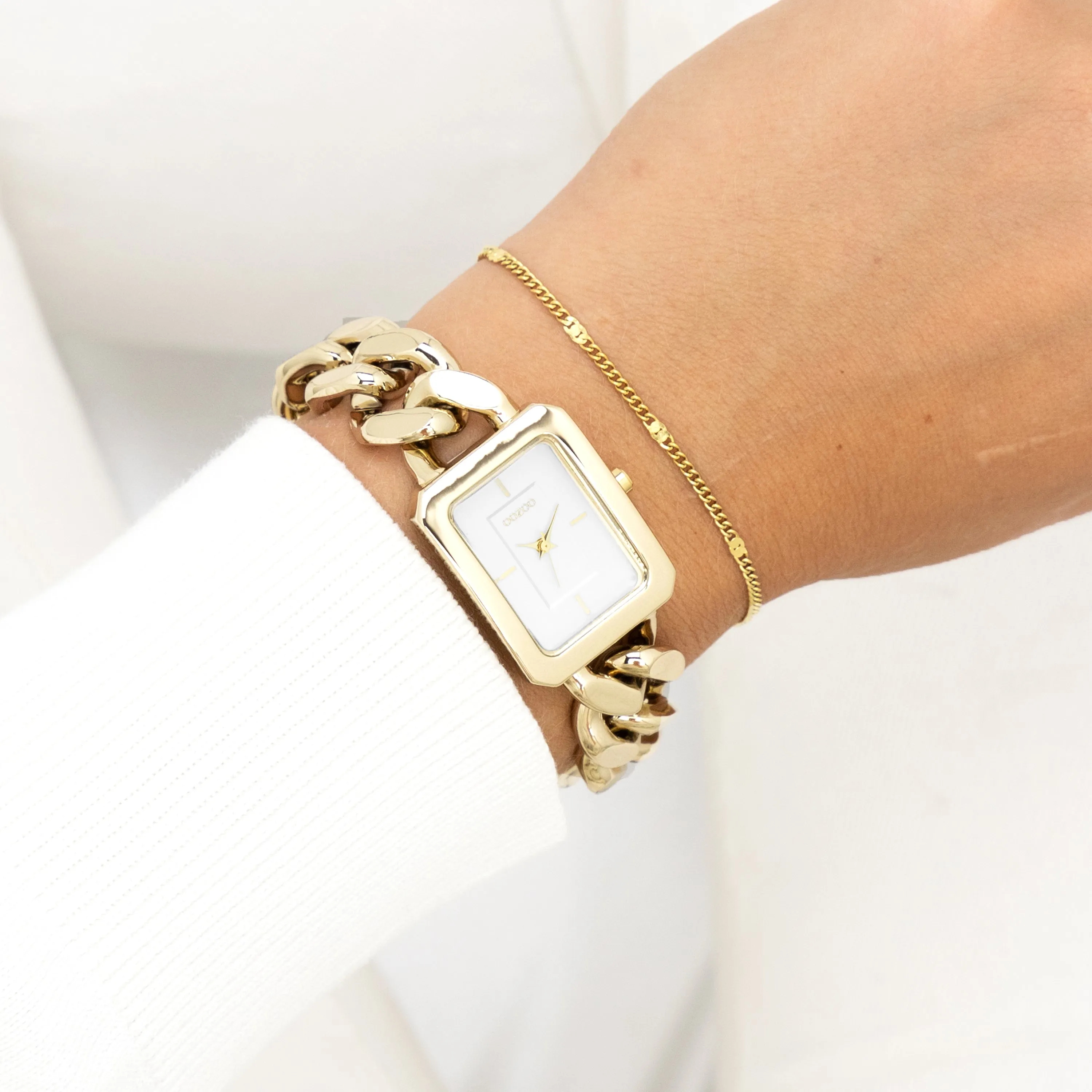 Gold coloured OOZOO watch with gold coloured chain bracelet - C11272