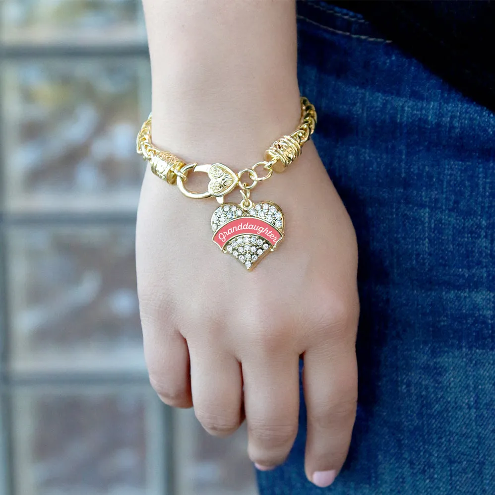 Gold Coral Granddaughter Pave Heart Charm Braided Bracelet