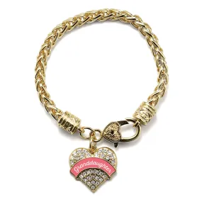 Gold Coral Granddaughter Pave Heart Charm Braided Bracelet
