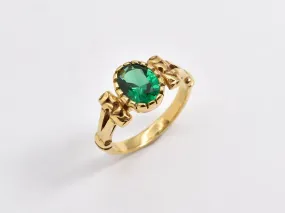 Gold Emerald Ring - Green Tribal Ring - Emerald Vintage Ring