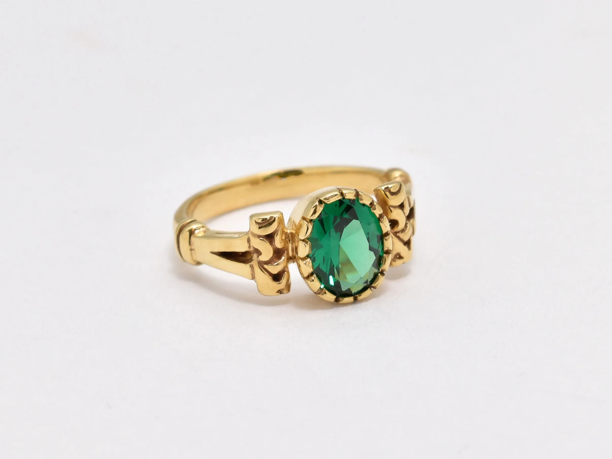 Gold Emerald Ring - Green Tribal Ring - Emerald Vintage Ring
