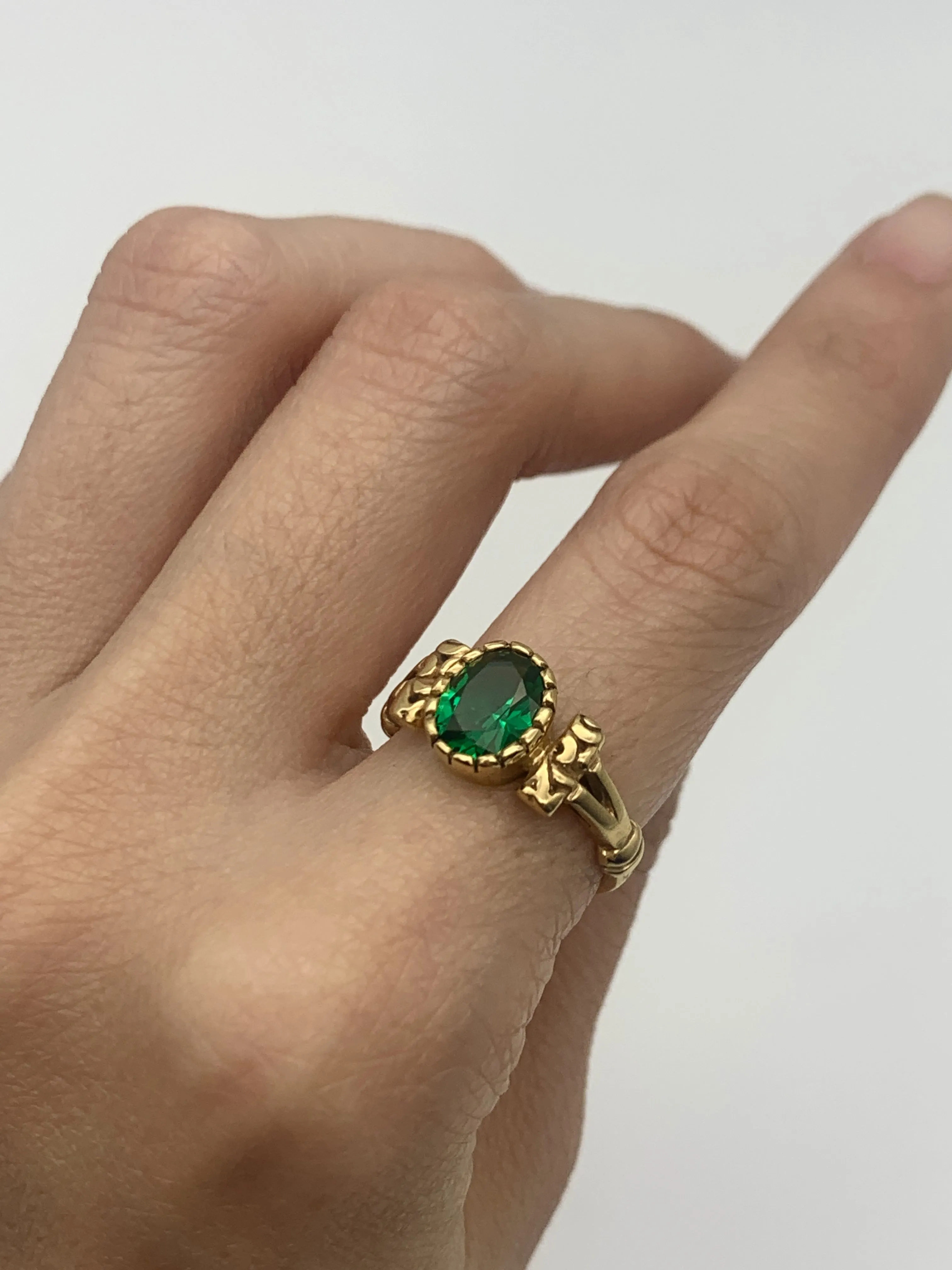 Gold Emerald Ring - Green Tribal Ring - Emerald Vintage Ring