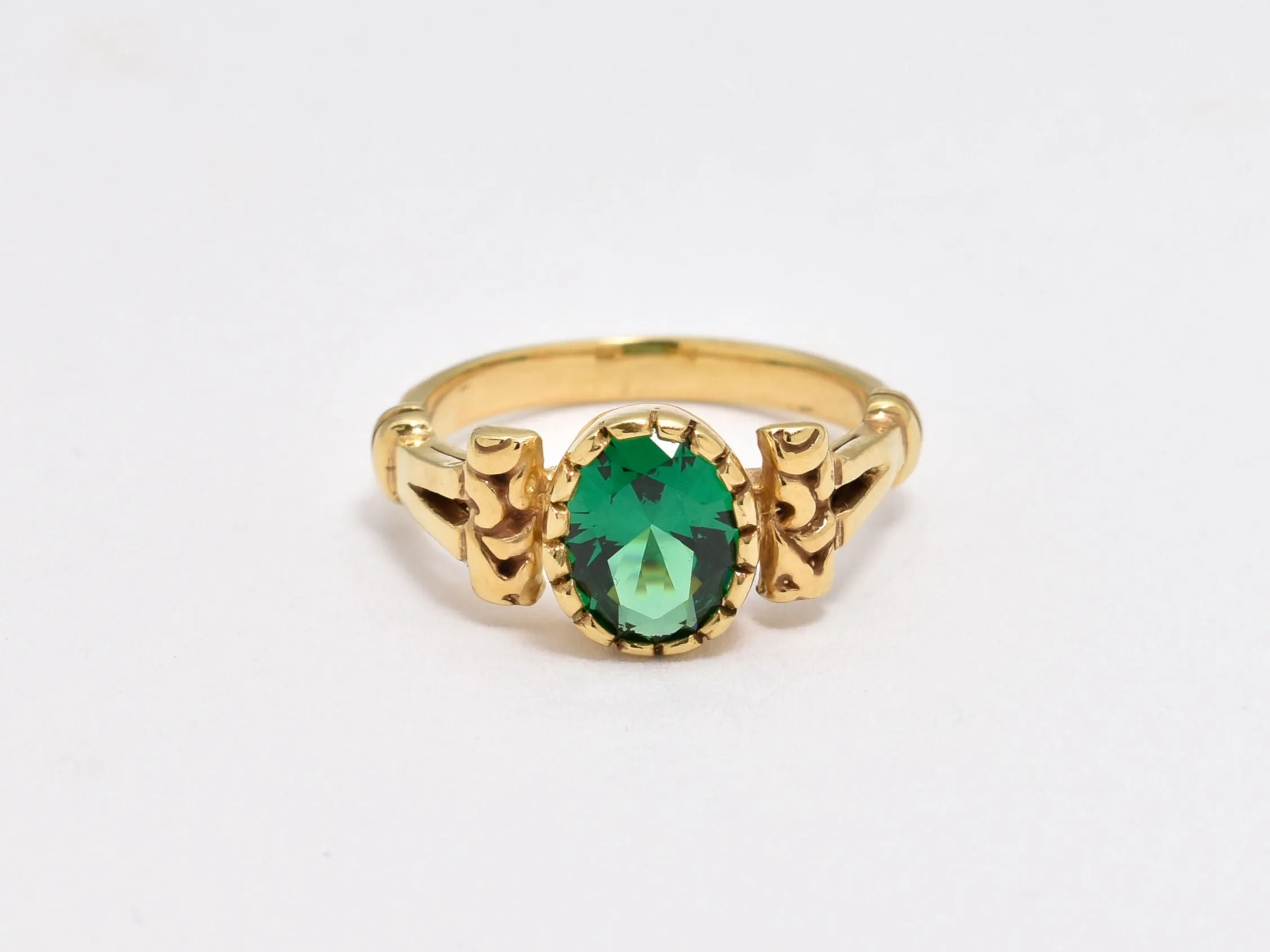 Gold Emerald Ring - Green Tribal Ring - Emerald Vintage Ring