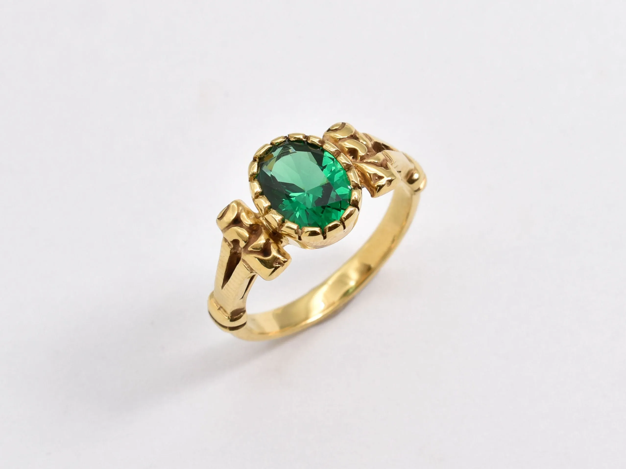 Gold Emerald Ring - Green Tribal Ring - Emerald Vintage Ring
