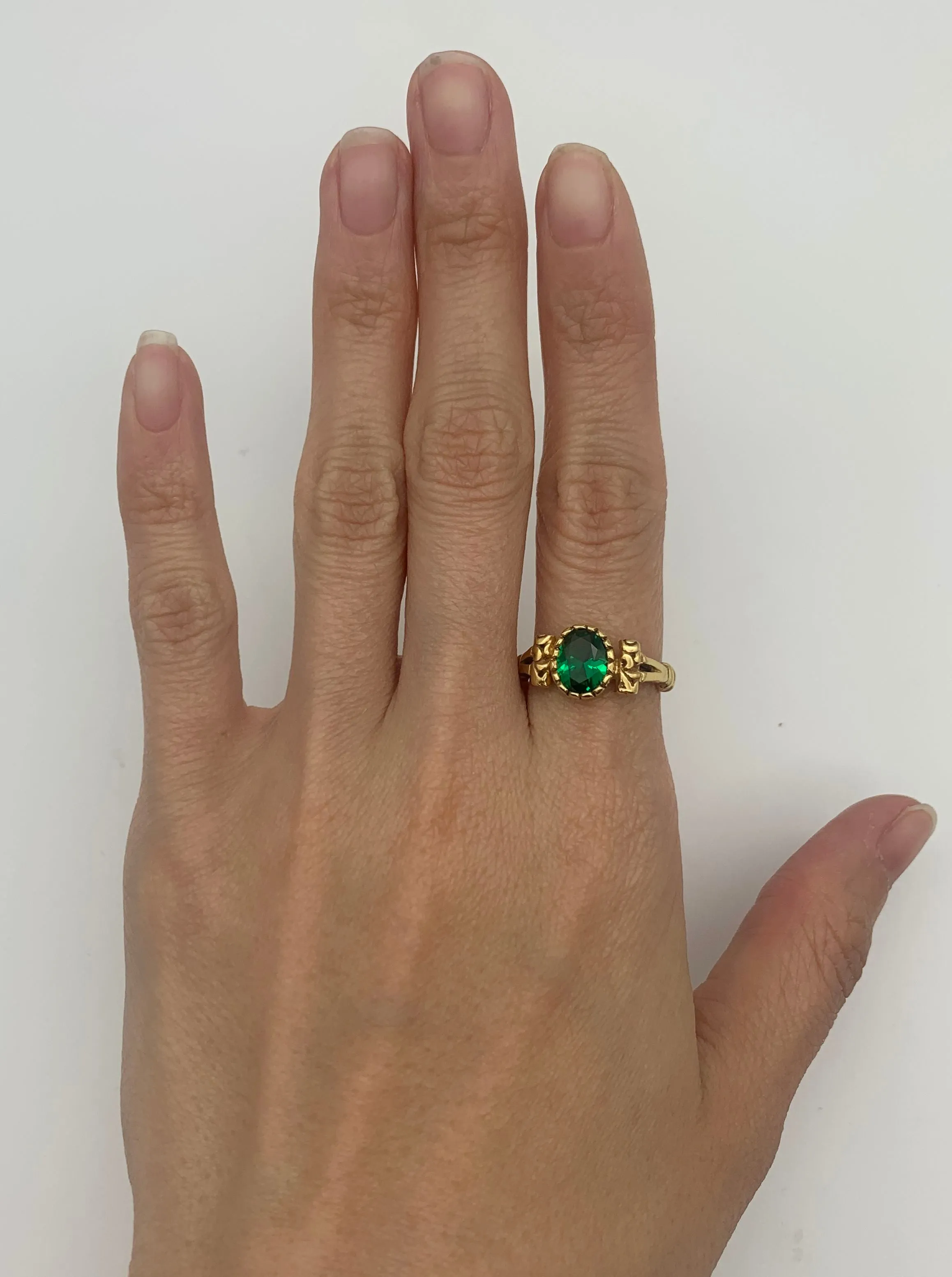 Gold Emerald Ring - Green Tribal Ring - Emerald Vintage Ring