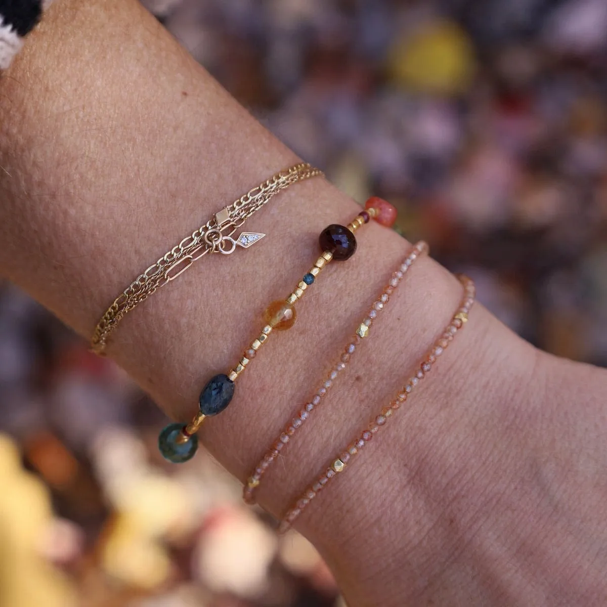 Gold Glass, Sunstone, Kyanite Magnetic Bracelet