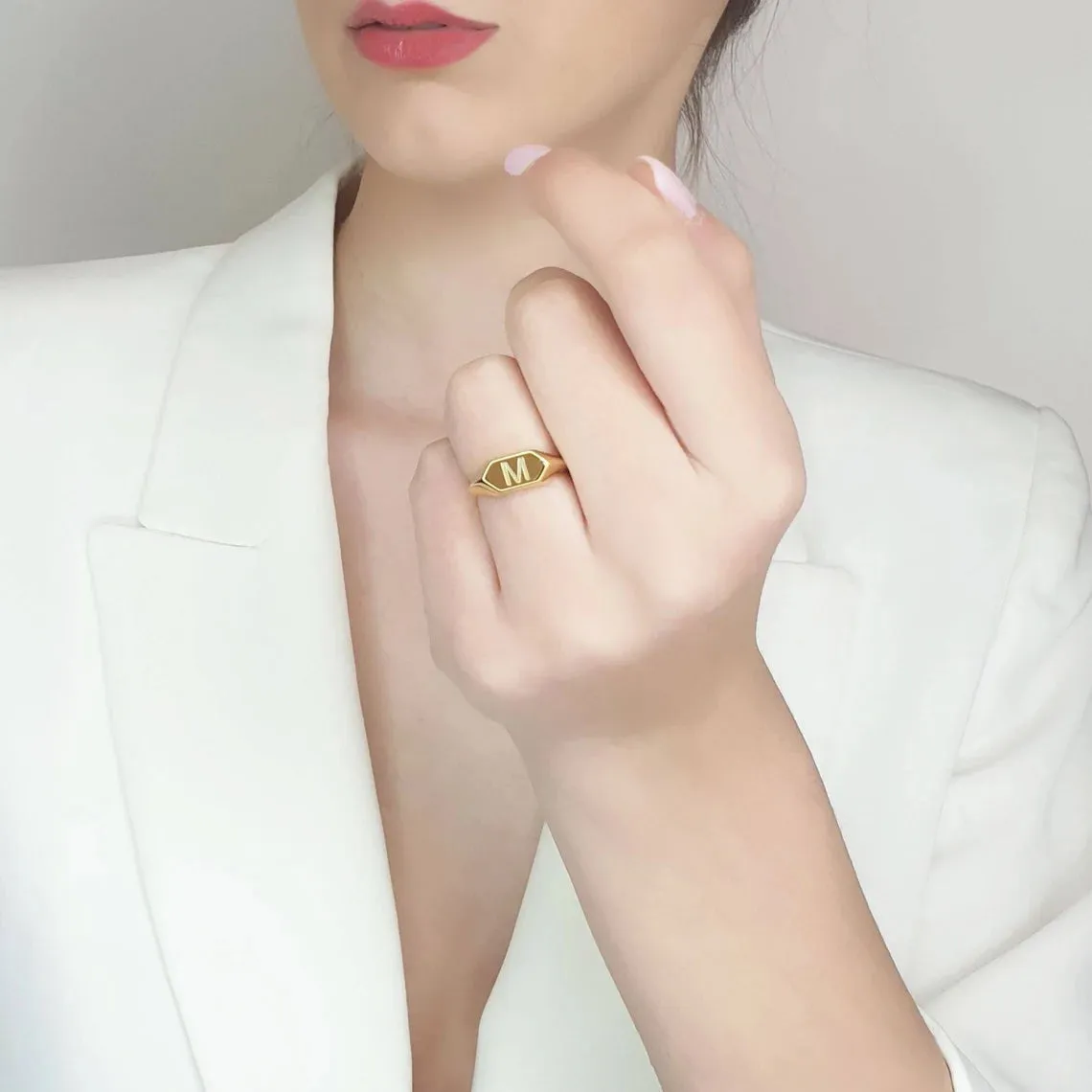 Gold Monogram Signet Ring
