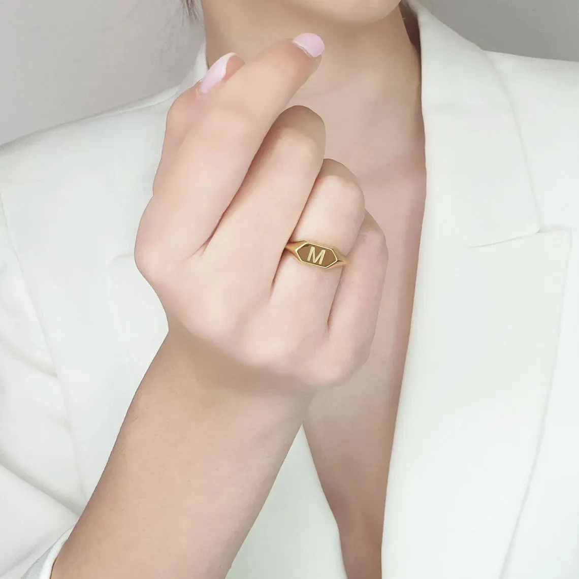 Gold Monogram Signet Ring