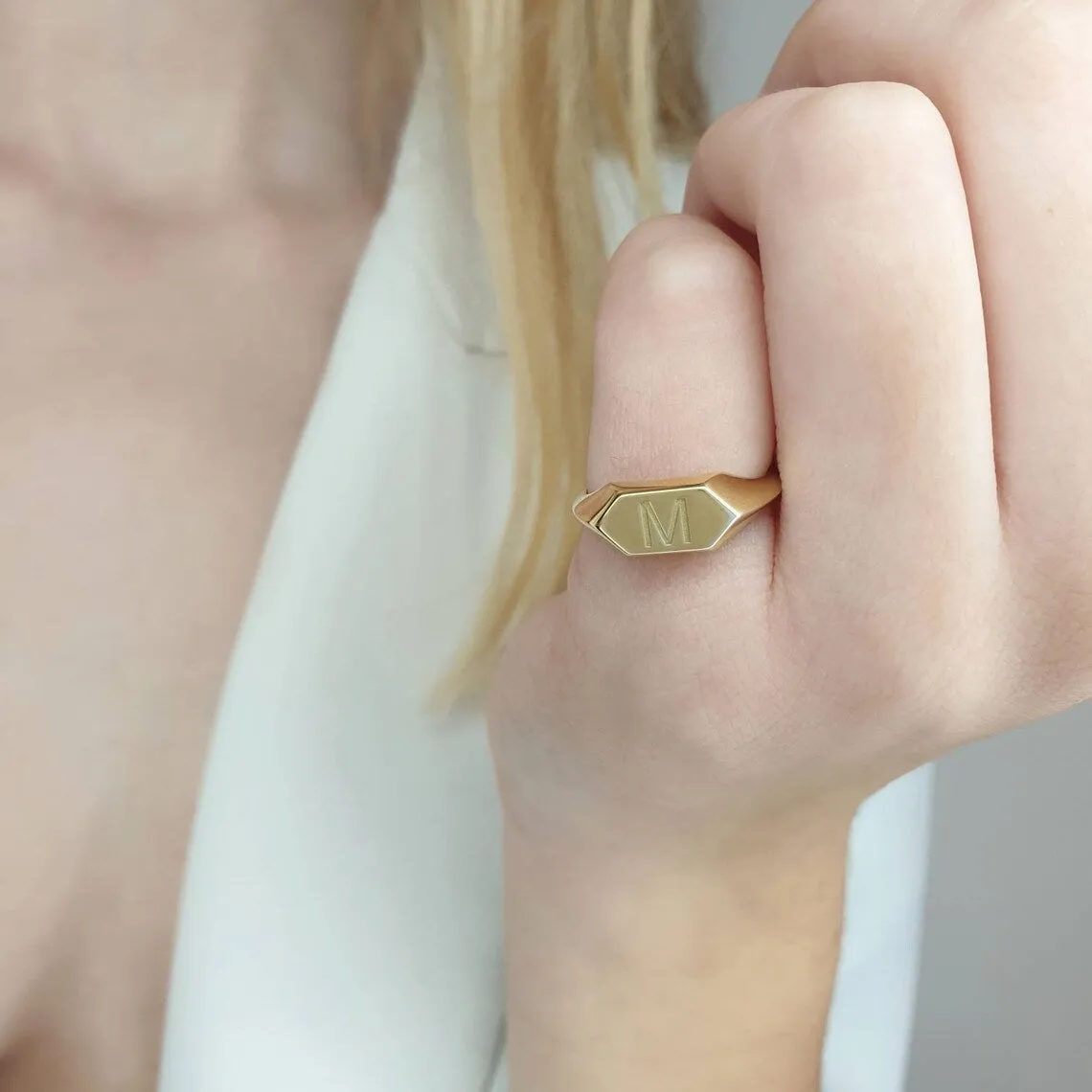 Gold Monogram Signet Ring