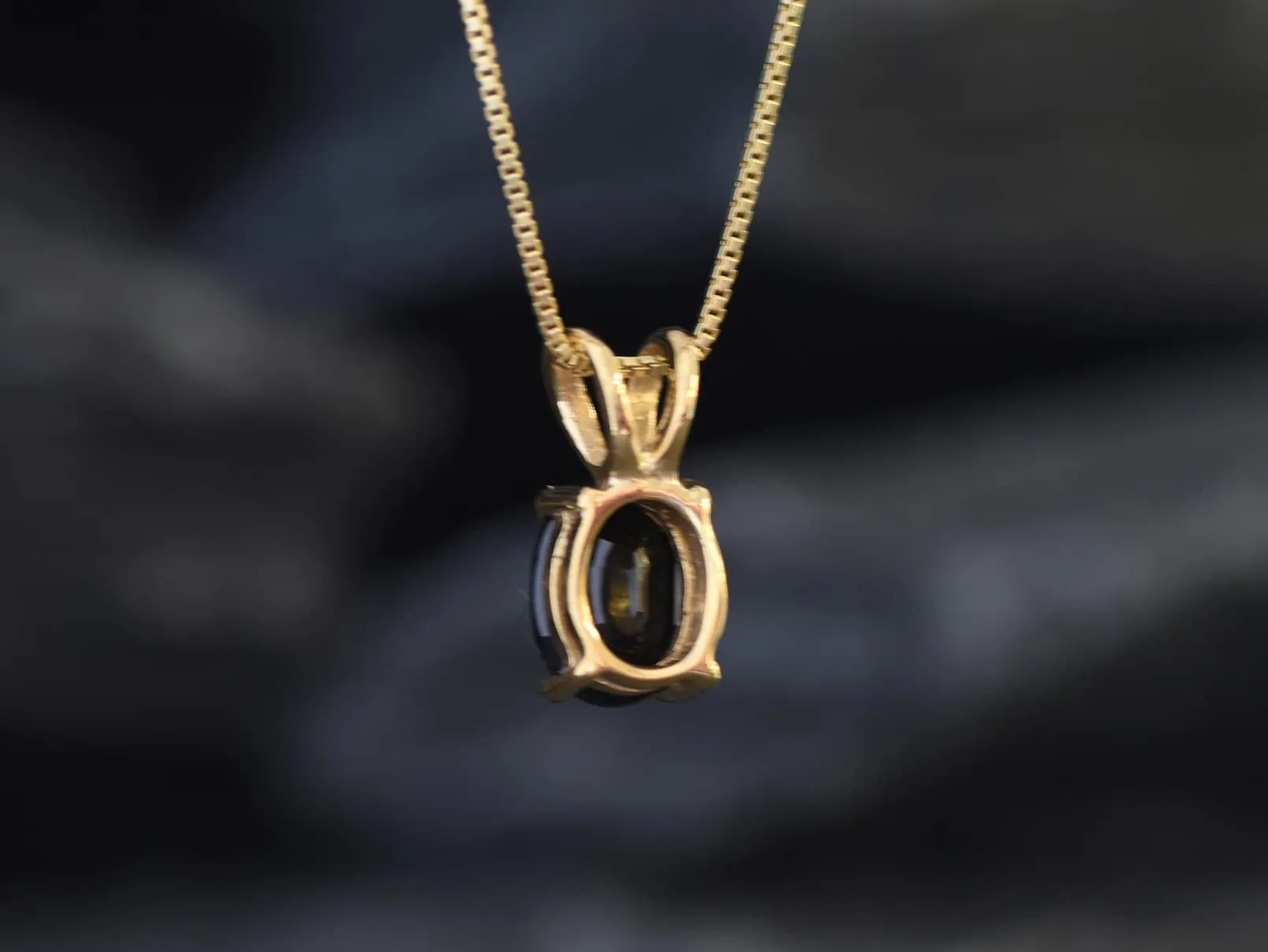 Gold Onyx Pendant - Natural Onyx Necklace, Black Oval Pendant