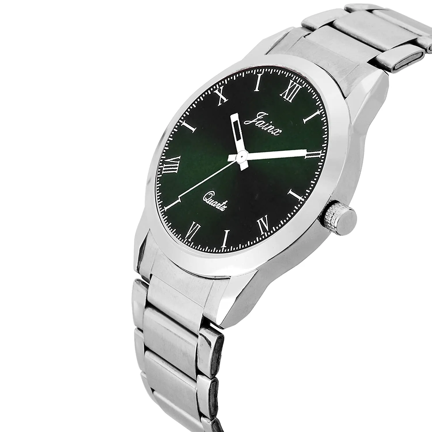 Green Dial Stainless Steel Strap Analog Watch - For Men JM7138