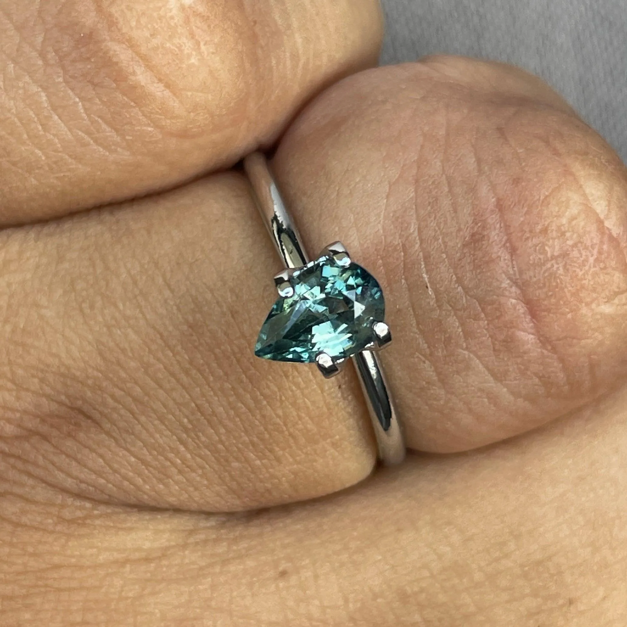 Green Sapphire 1.20 Carat Pear Cut heated