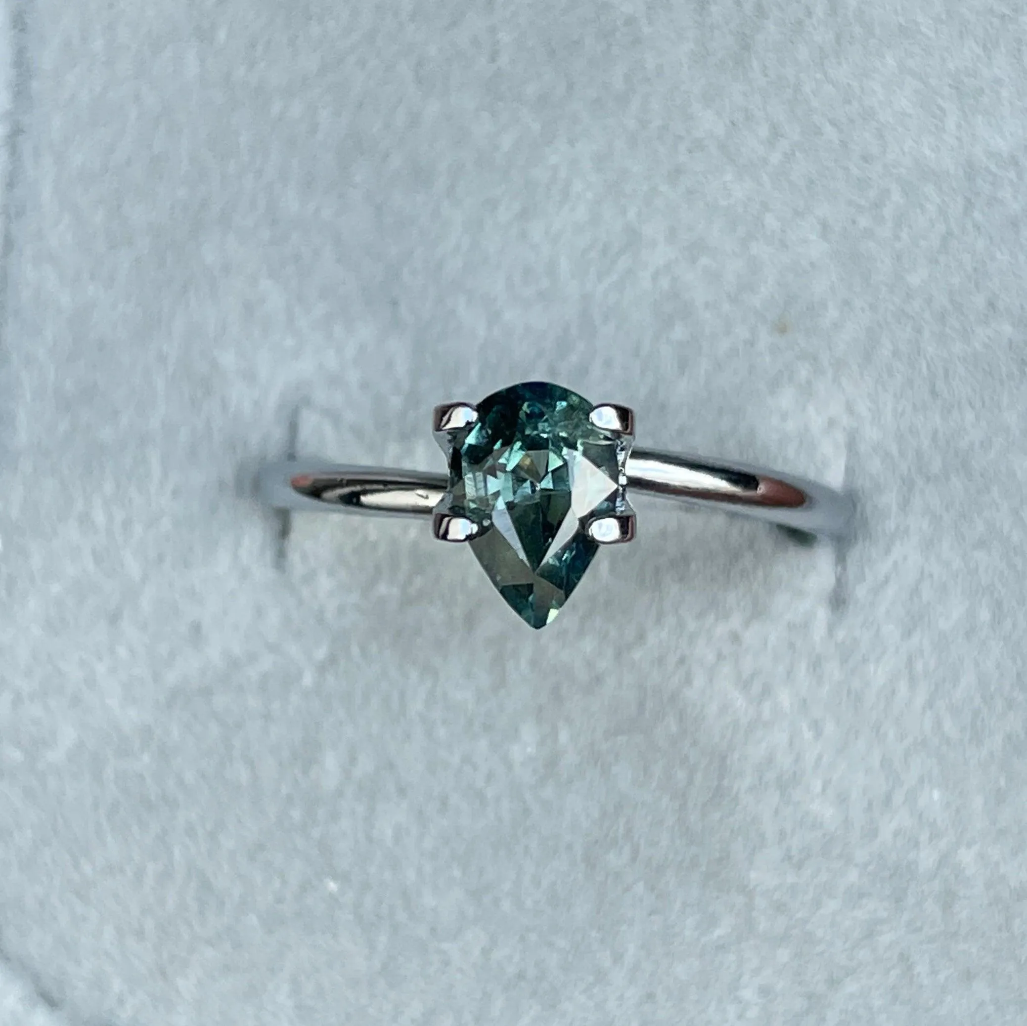 Green Sapphire 1.20 Carat Pear Cut heated