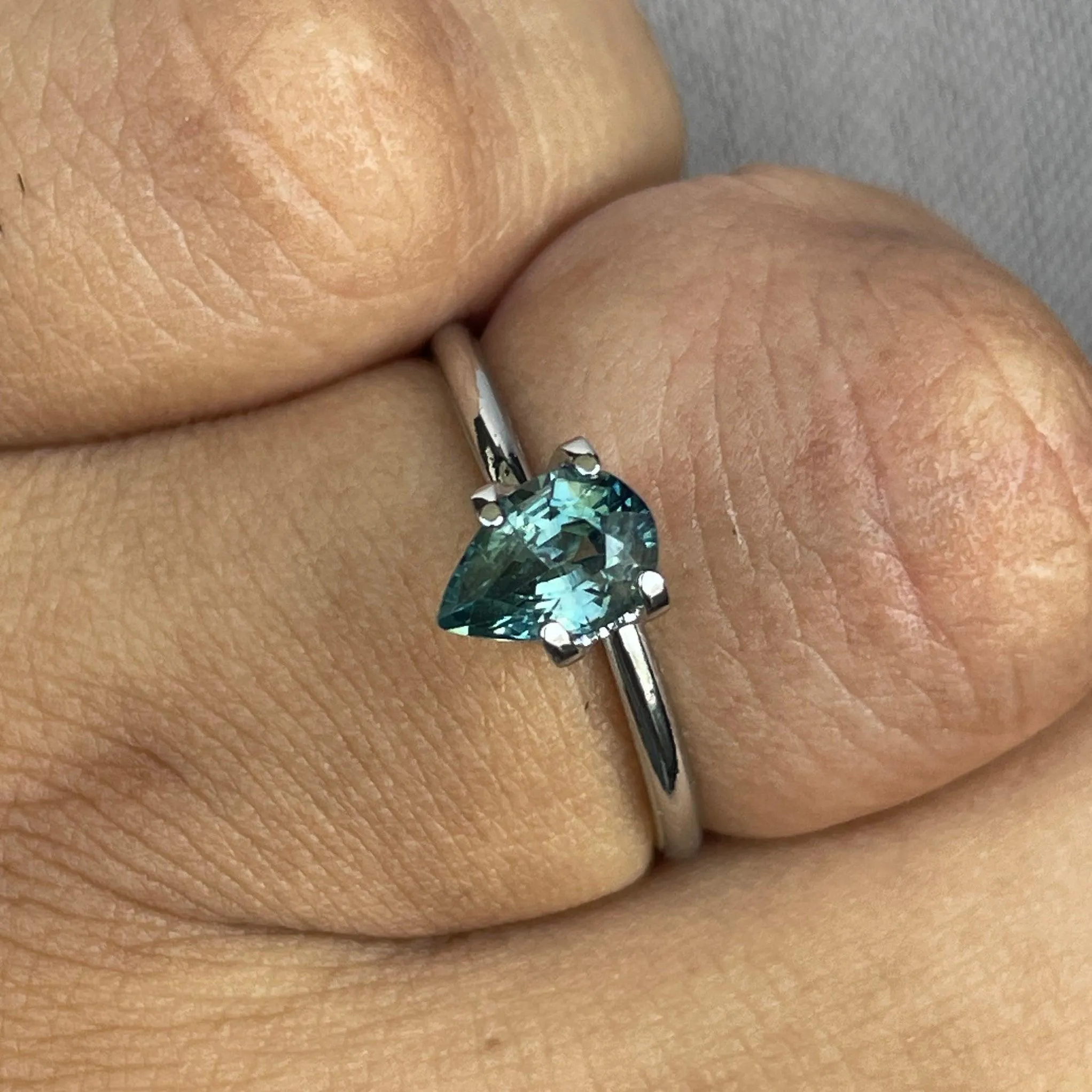 Green Sapphire 1.20 Carat Pear Cut heated
