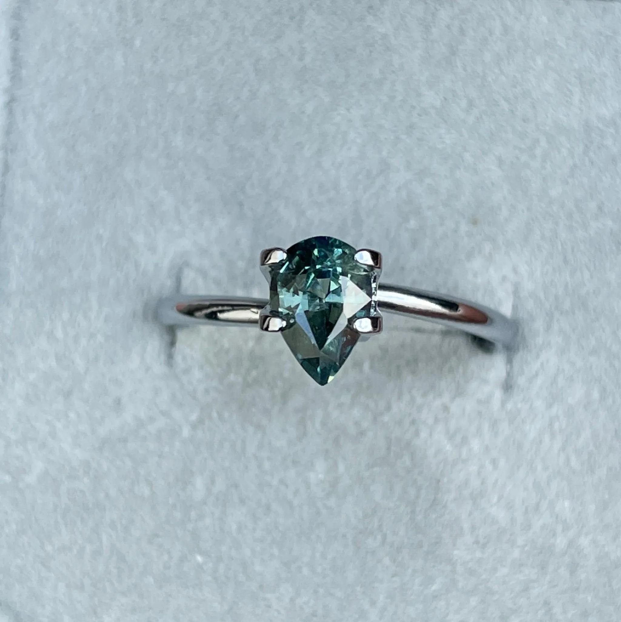 Green Sapphire 1.20 Carat Pear Cut heated