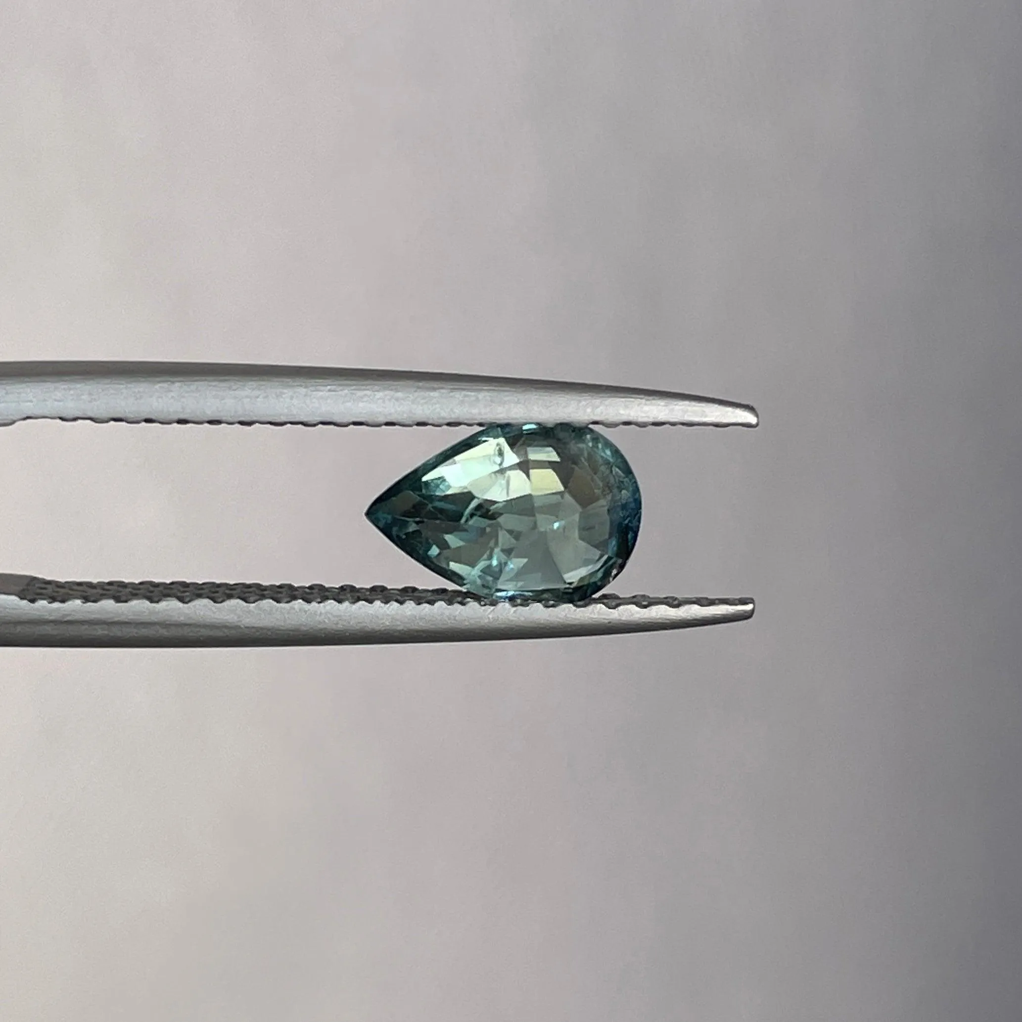 Green Sapphire 1.20 Carat Pear Cut heated