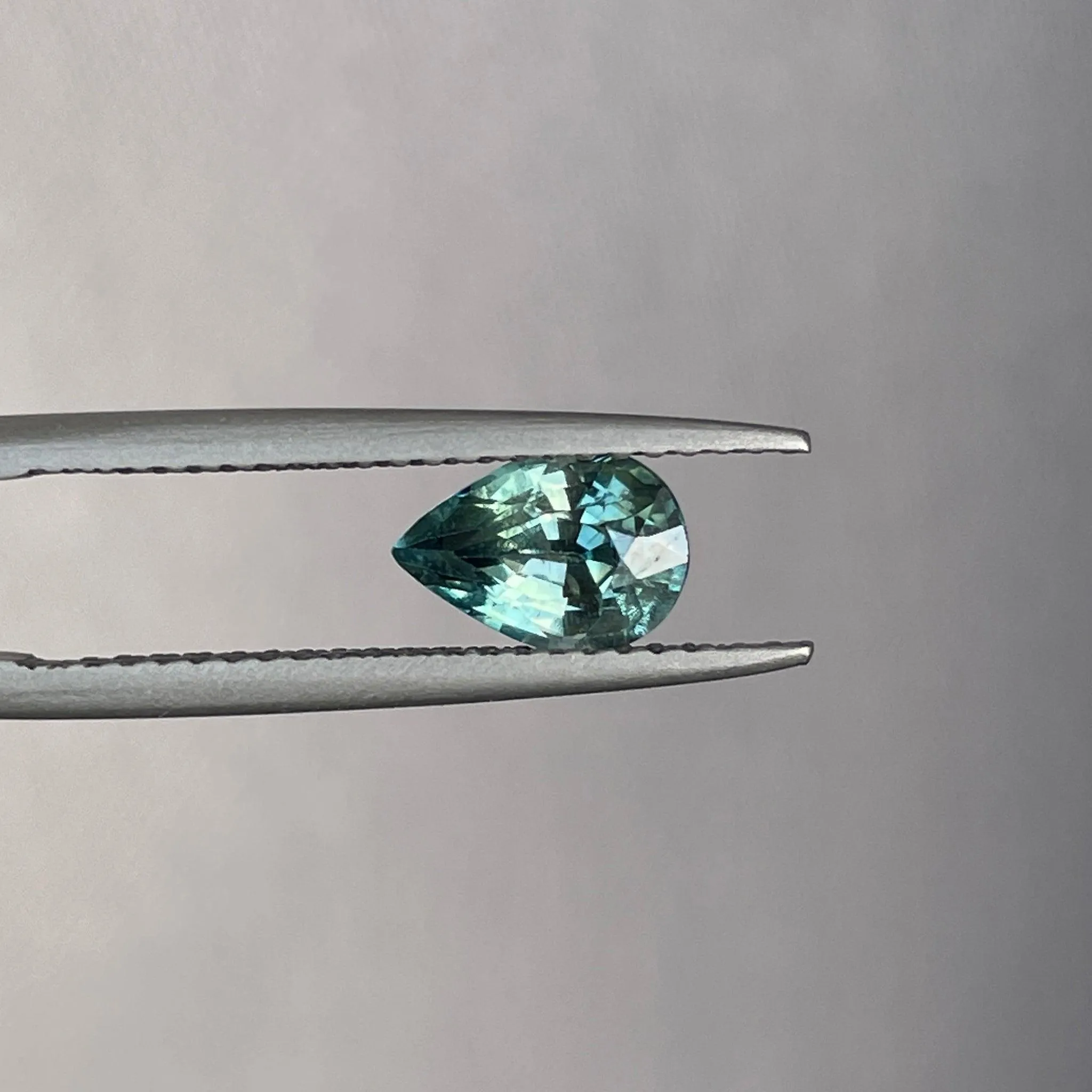 Green Sapphire 1.20 Carat Pear Cut heated