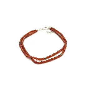 Hessonite Garnet Double Bracelet, Sterling Silver