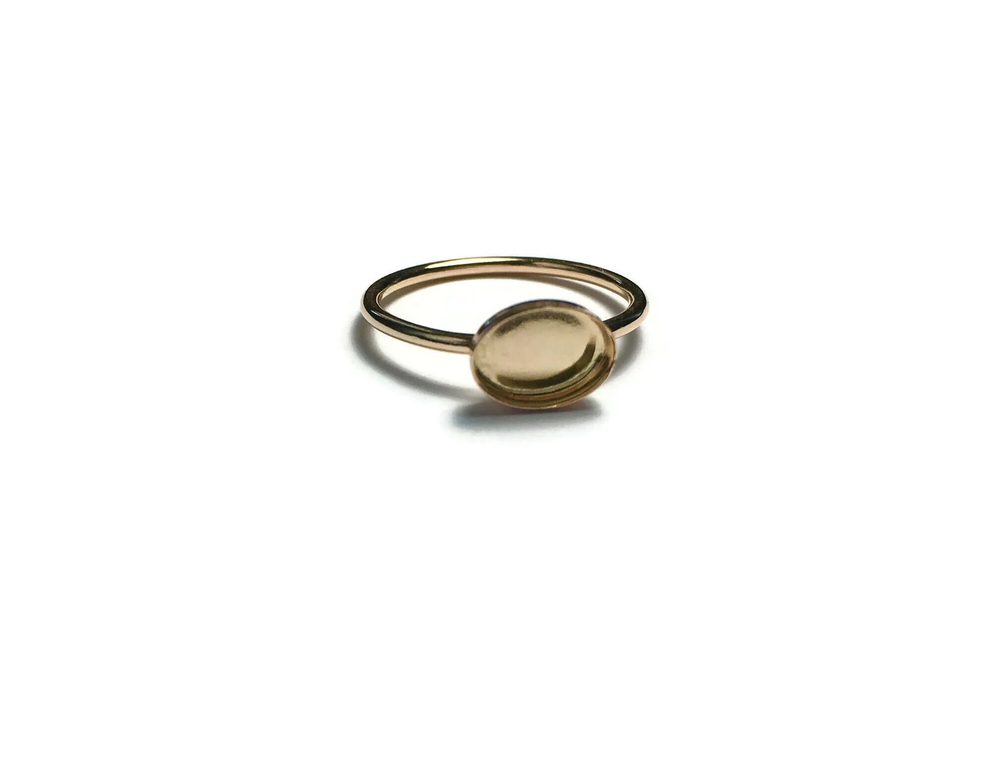 Horizontal Oval Gold Filled Ring Blank Setting | 6x4, 7x5, 6x8, 8x10