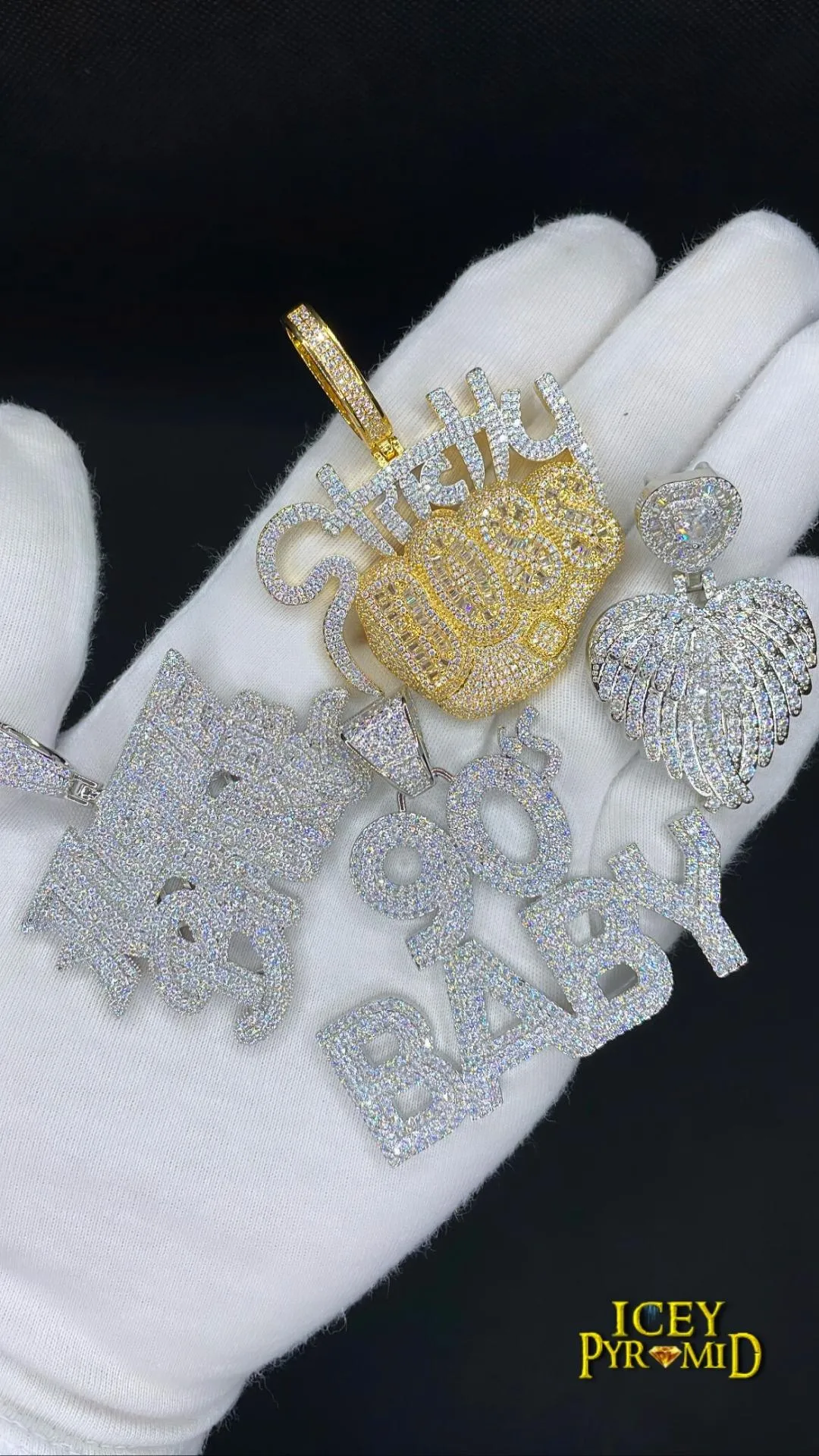 Hustle Or Be Broke Iced Out Letter Diamond Pendant Necklace