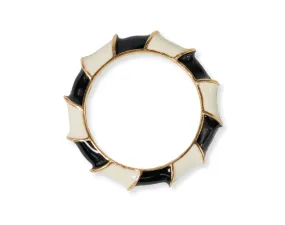 Ink   Alloy Paisley Twisted Coloblock Enamel Ring Black/White Black/White
