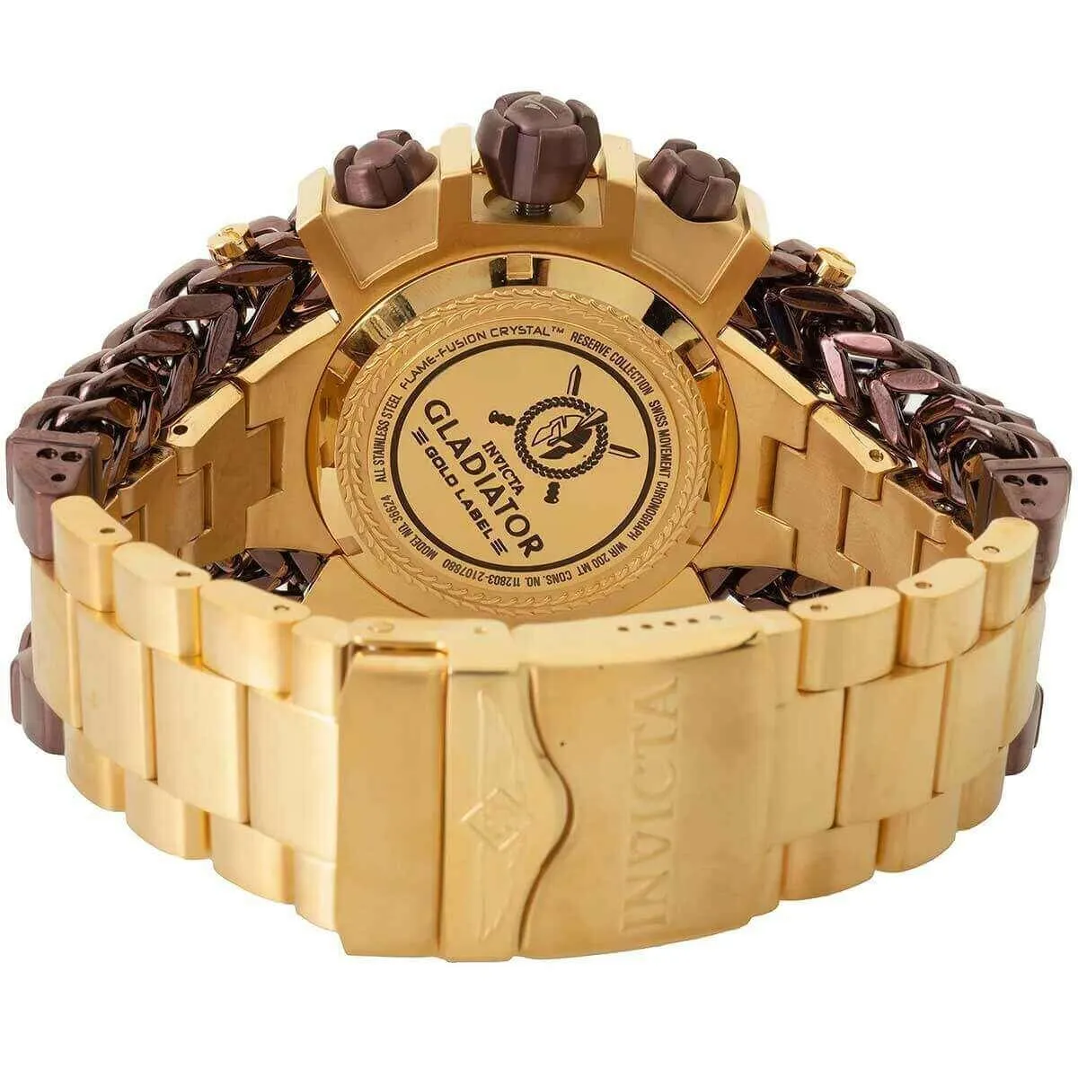 Invicta Men's Chrono Watch - Reserve Gladiator Brown and Yellow Gold Bracelet | 36624