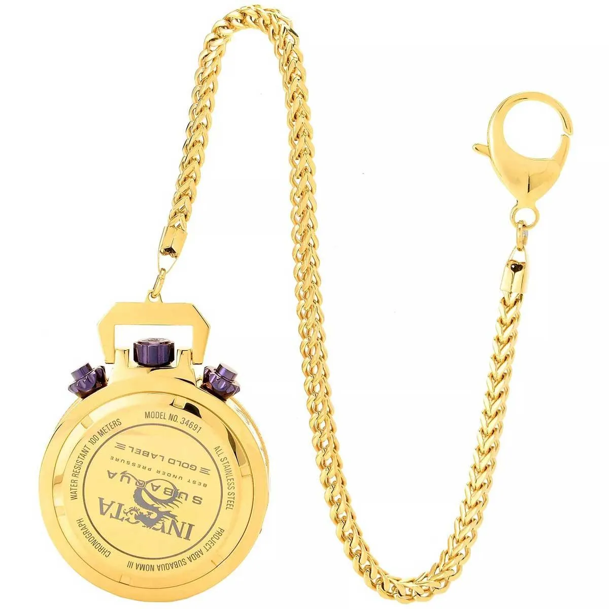 Invicta Men's Chronograph Pocket Watch - Subaqua Noma III Yellow Gold Chain | 34691