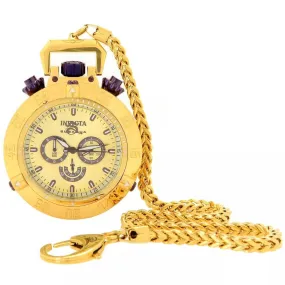 Invicta Men's Chronograph Pocket Watch - Subaqua Noma III Yellow Gold Chain | 34691