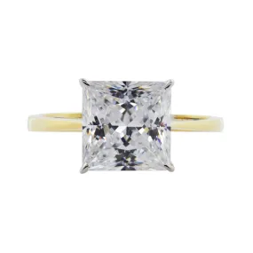 Julia Knife Edge Princess Solitaire Ring Yellow Gold