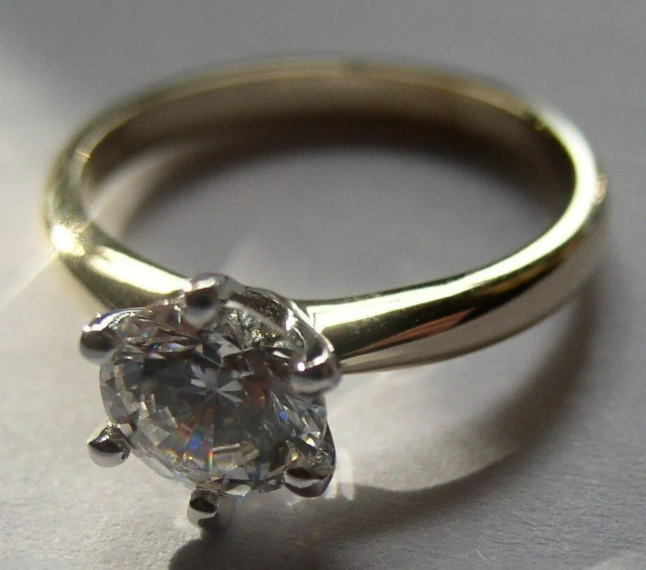 Kaedesigns, Genuine 9ct Solid Yellow Gold   White Gold setting Ring