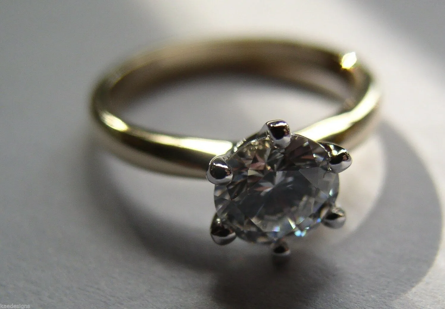 Kaedesigns, Genuine 9ct Solid Yellow Gold   White Gold setting Ring