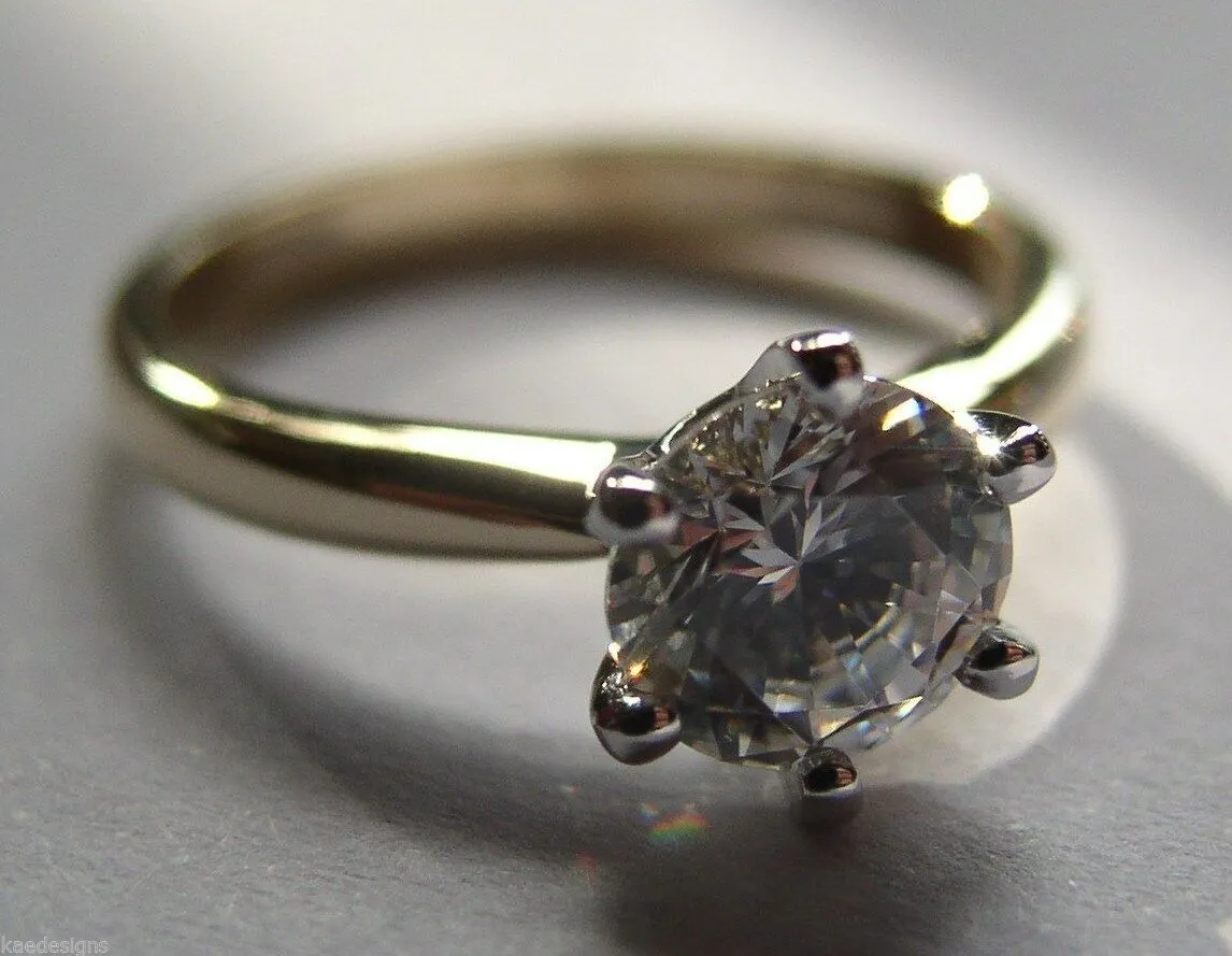 Kaedesigns, Genuine 9ct Solid Yellow Gold   White Gold setting Ring